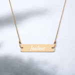 Engraved Bar Chain Necklace Jealous