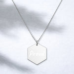 Engraved Hexagon Necklace Proud