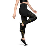 Sports Leggings Black Marmor